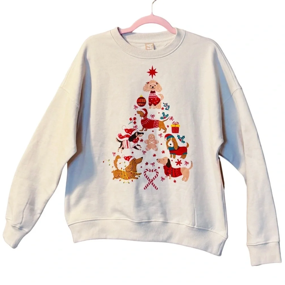 Dog Christmas Tree Sweatshirt • Holiday Puppies Graphic Cozy Crewneck - Picture 6 of 6